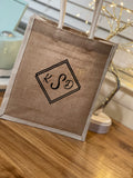 Monogram Burlap Tote